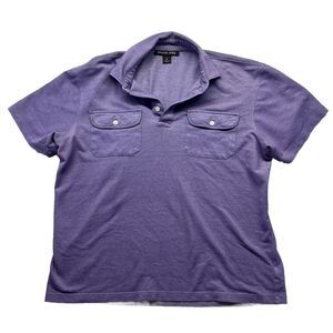 Michael Kors Polo Shirt Men's Medium Short Sleeve Cotton Purple Pockets Casual